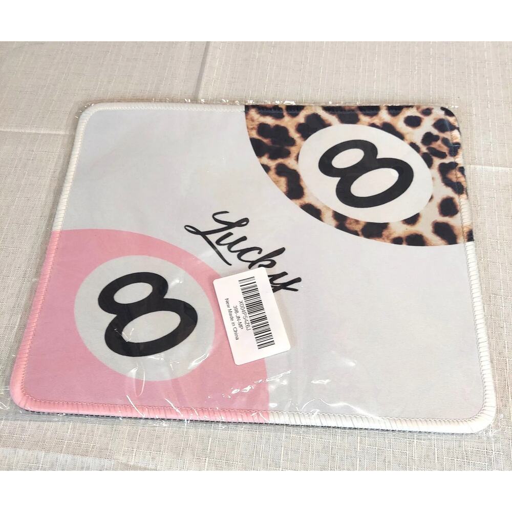 Gaming Mouse Pad Lucky 8 Ball Leopard Print Billiard Pool Office Desk Mat